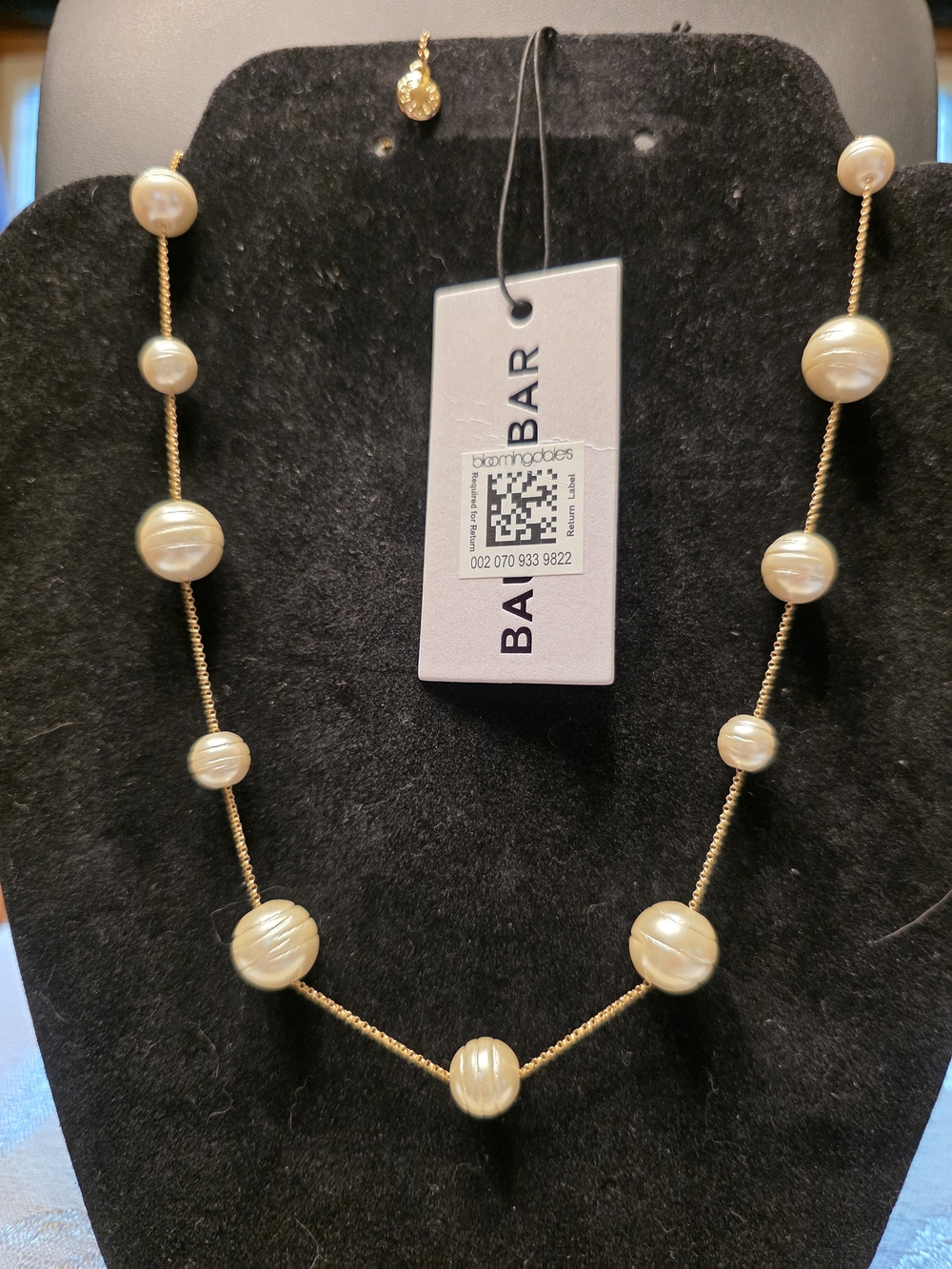 #393 BaubleBar Gold Tone Necklace with Cream Pearls